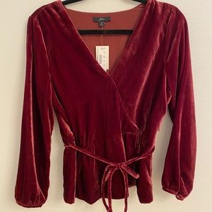 J Crew Velvet Wrap Top